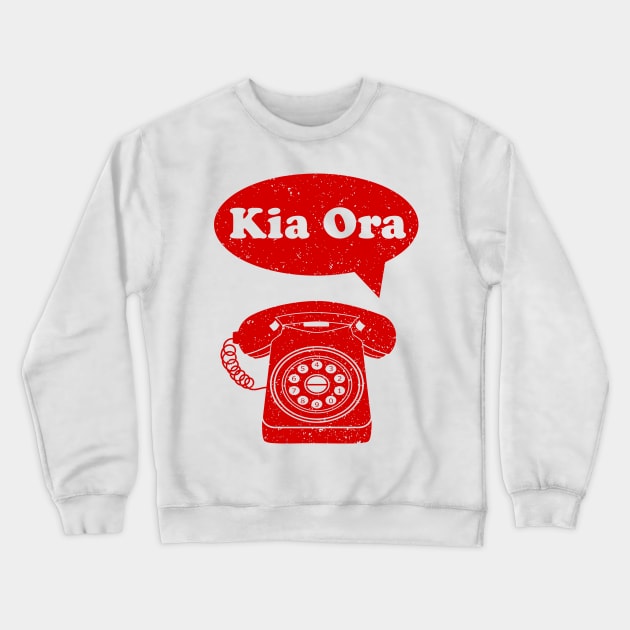 Kia Ora Maori Language retro phone Crewneck Sweatshirt by mailboxdisco